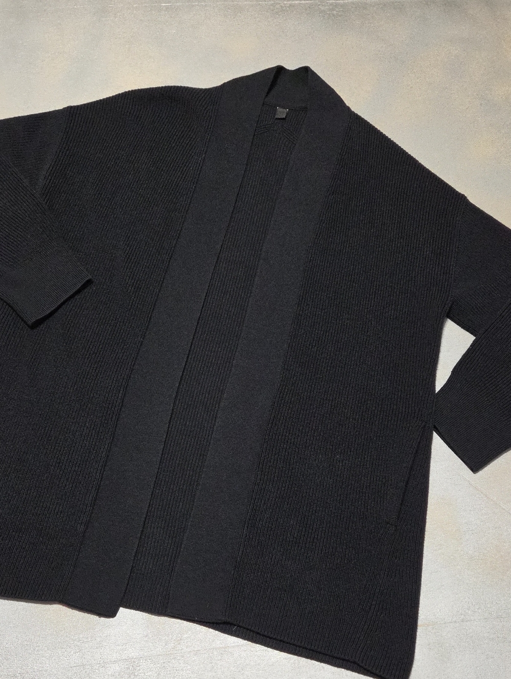 lululemon athletica Black Ribbed Open-Front Women's Cardigan Wool Cotton Blend